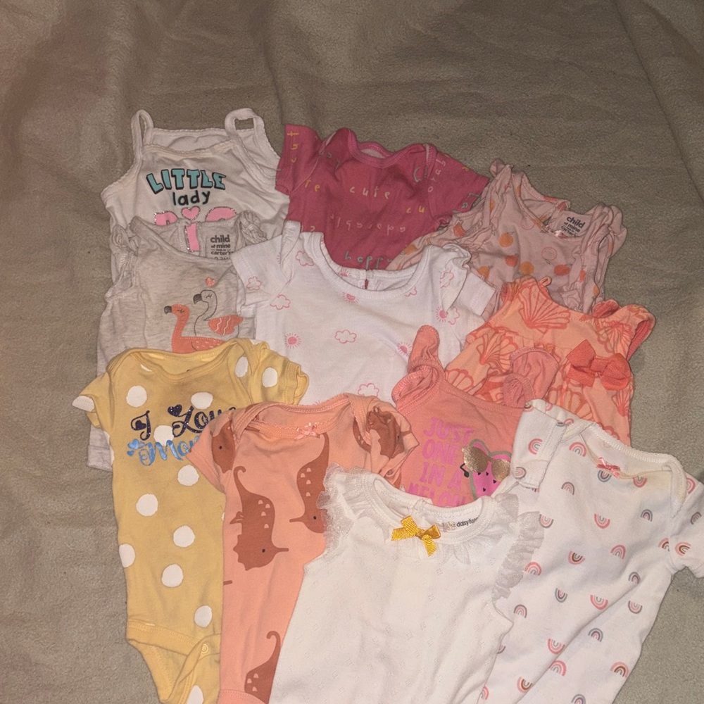 Assorted Baby Onesies and Dress Set